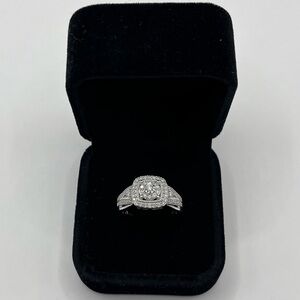 .50 CT Cushion Cut Natural Diamond Silver Ring